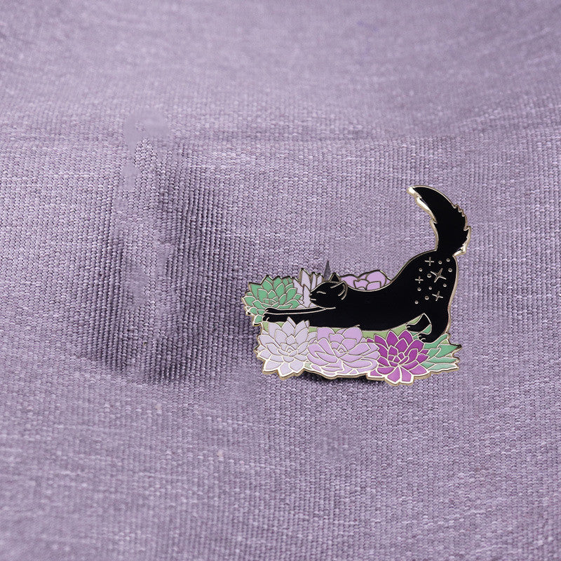 Stretching Cat Brooch Mashup Badge