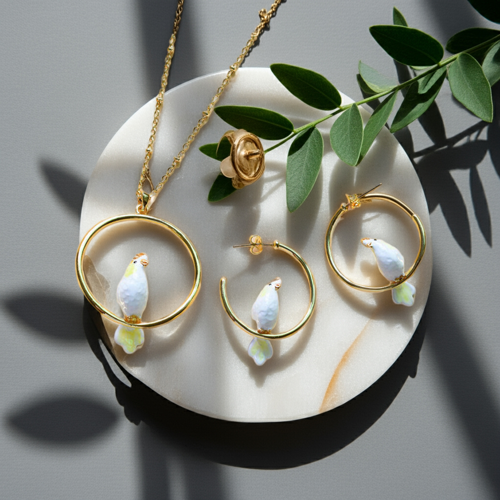 Enamel Cockatiel Set