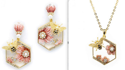 Enamel Bee Flower Set
