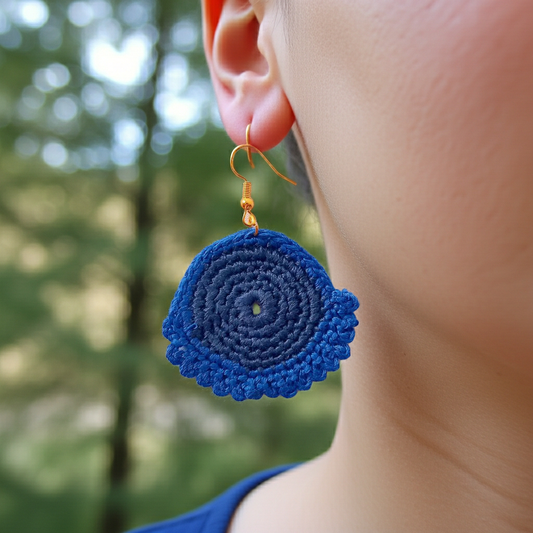 Navy Crochet Earrings