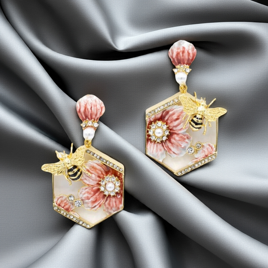 Enamel Bee Flower Set