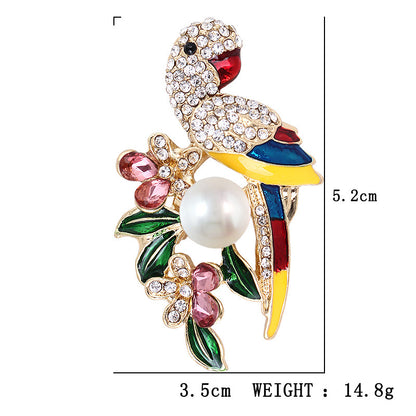 Bird pearl brooch
