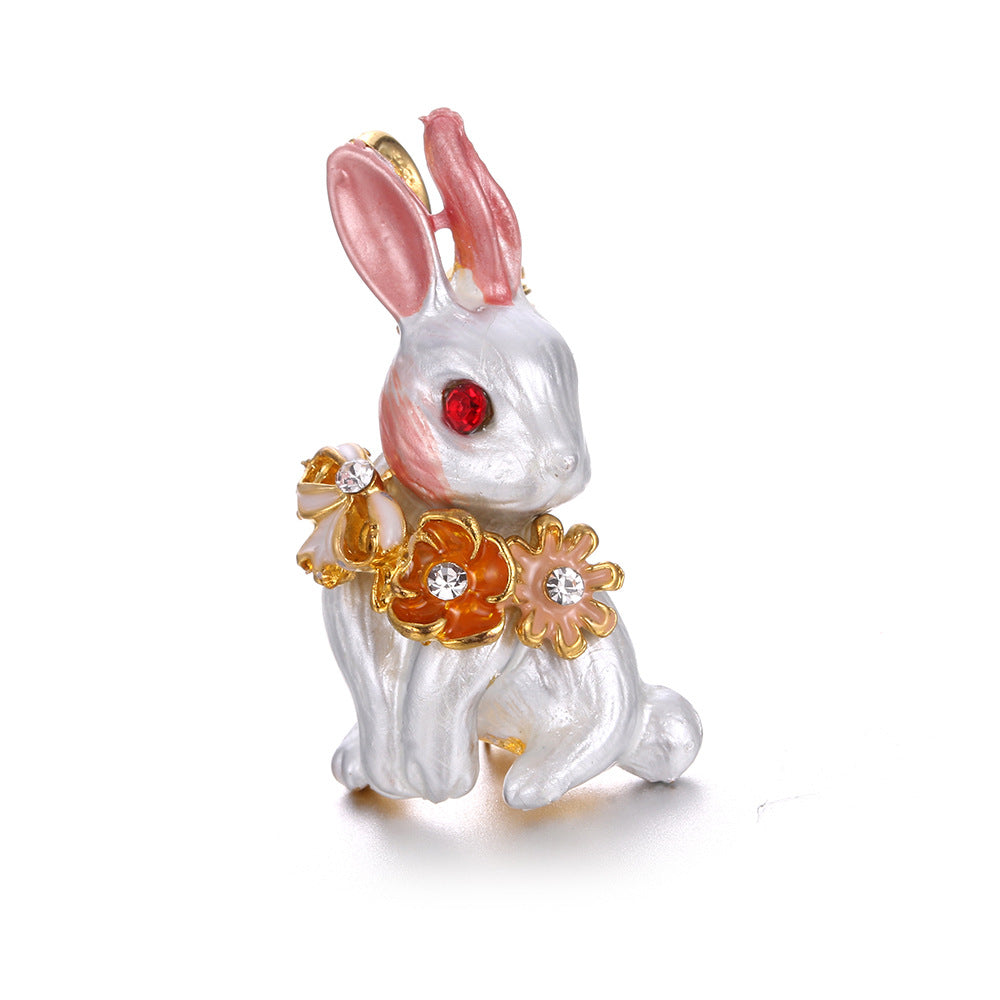 Little White Rabbit Enamel Brooch