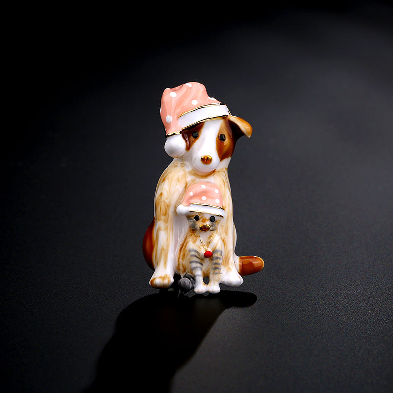 Cute Enamel Puppy Brooch