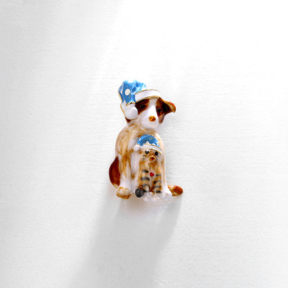 Cute Enamel Puppy Brooch