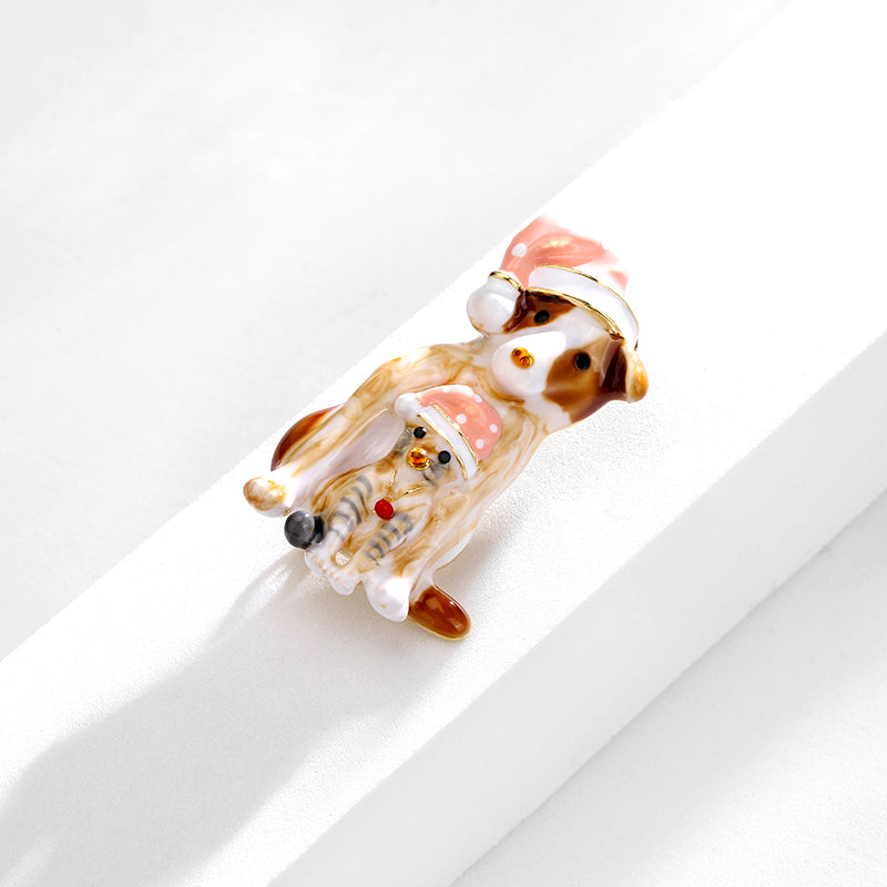 Cute Enamel Puppy Brooch