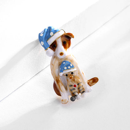 Cute Enamel Puppy Brooch