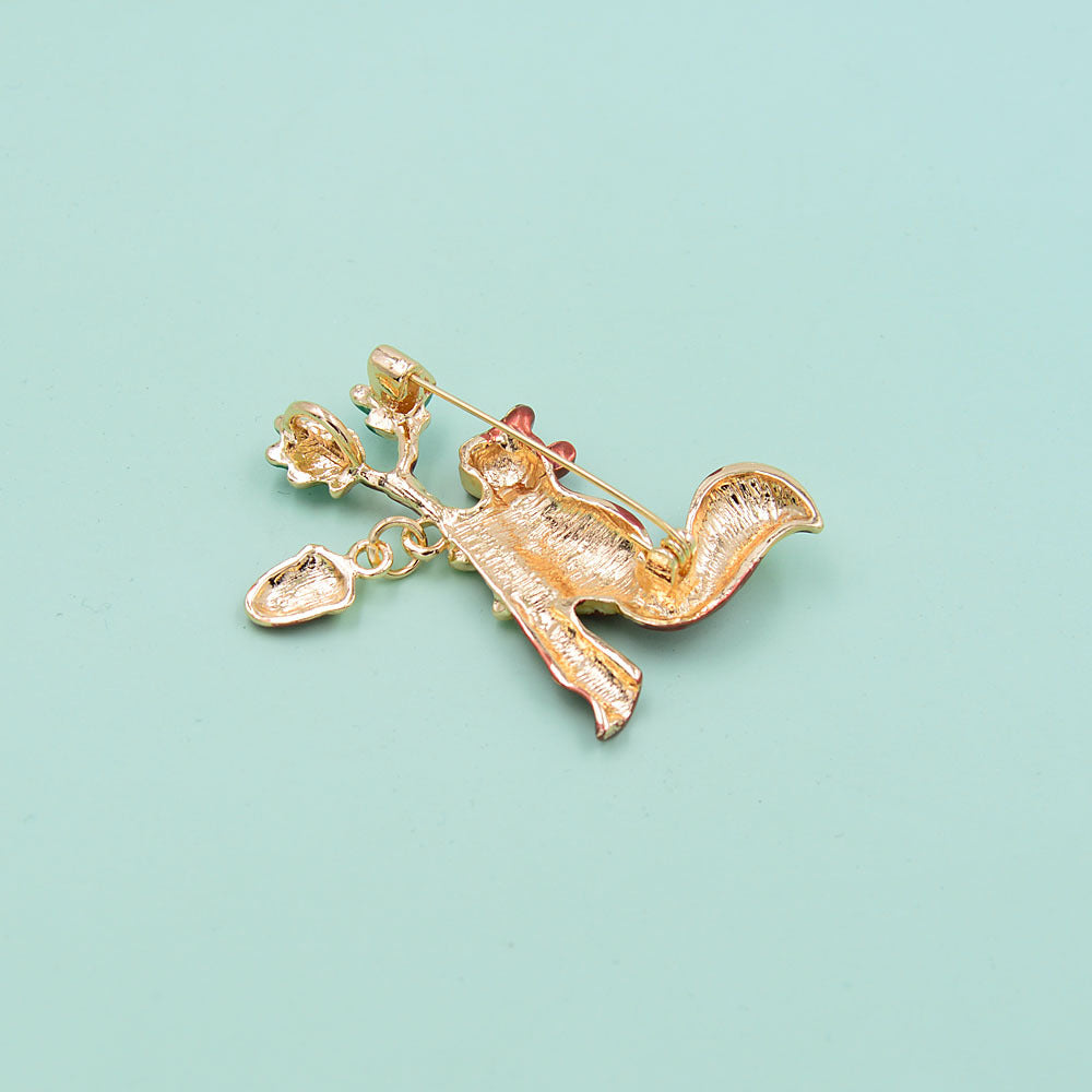 Enamel Squirrel Brooch