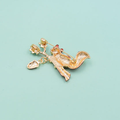 Enamel Squirrel Brooch