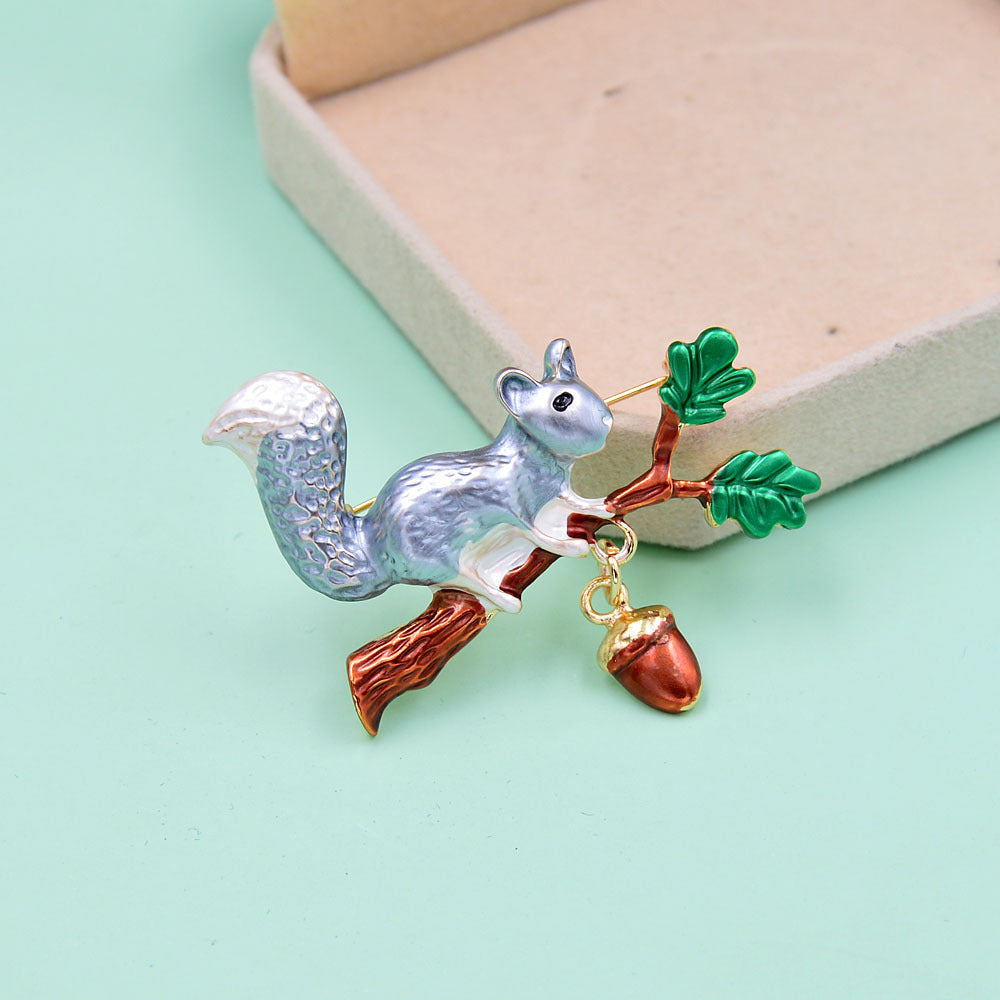 Enamel Squirrel Brooch