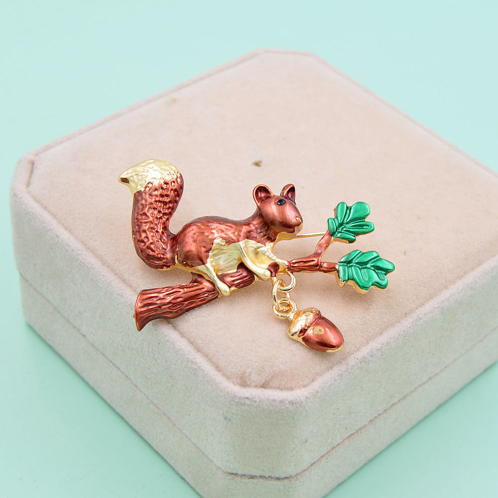 Enamel Squirrel Brooch