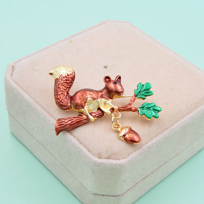 Enamel Squirrel Brooch