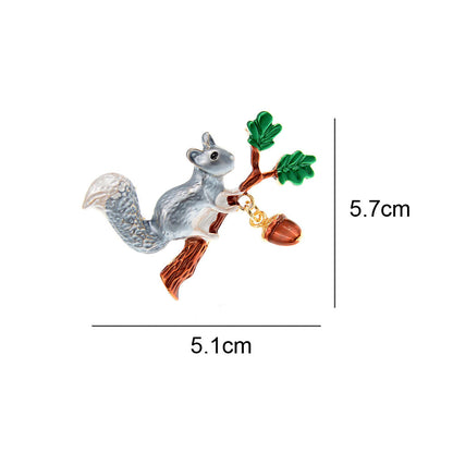 Enamel Squirrel Brooch