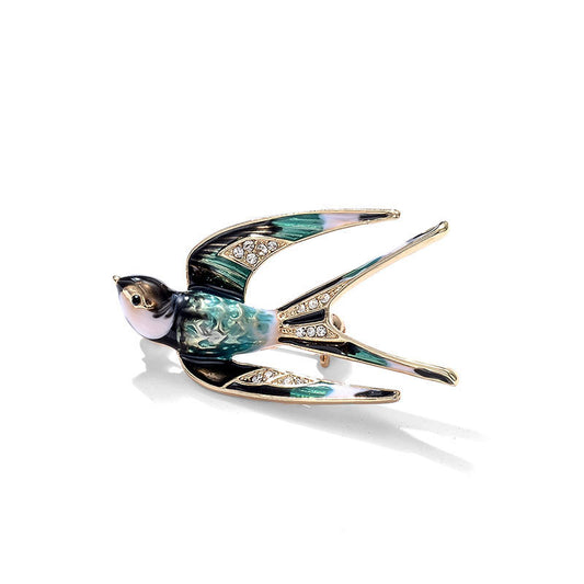 Small swallow alloy drop brooch