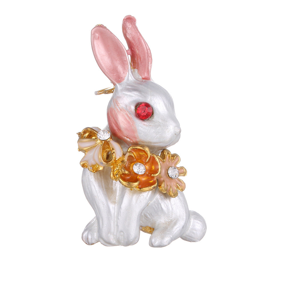 Little White Rabbit Enamel Brooch