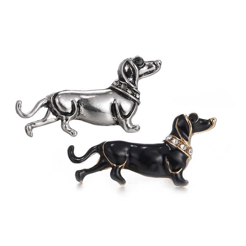 Diamond Puppy Brooch