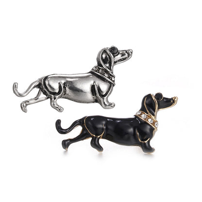 Diamond Puppy Brooch