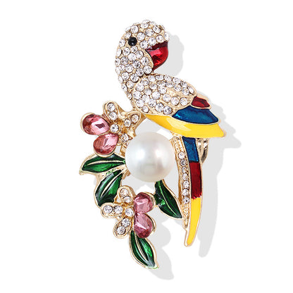 Bird pearl brooch