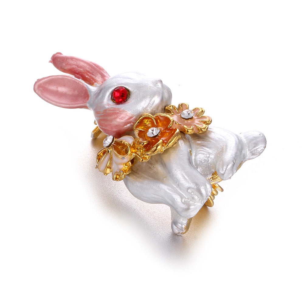 Little White Rabbit Enamel Brooch