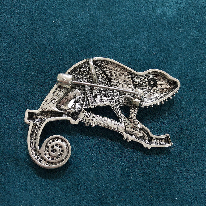 Painted Faux Enamel Chameleon Brooch Accessory
