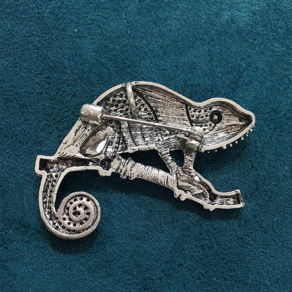 Painted Faux Enamel Chameleon Brooch Accessory