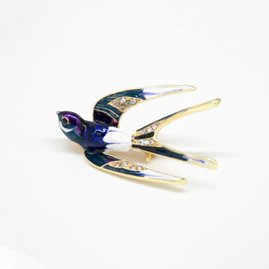 Small swallow alloy drop brooch
