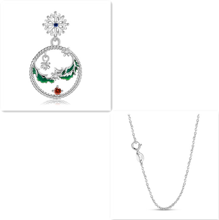Christmas Snowflake Necklace Ins Style Simple Hollow Fashion 925 Silver