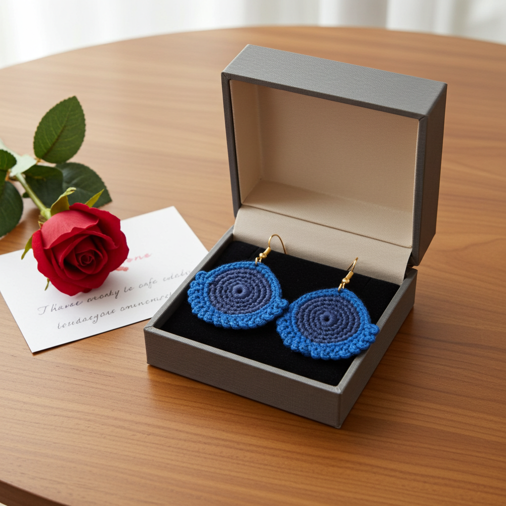 Navy Crochet Earrings