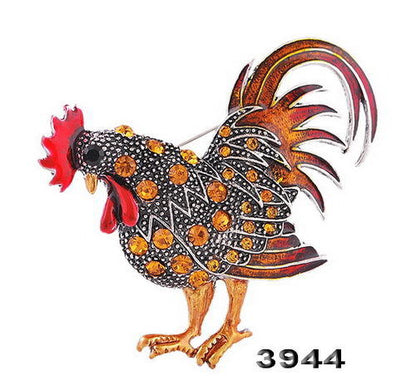 Personalized Retro Rooster Brooch