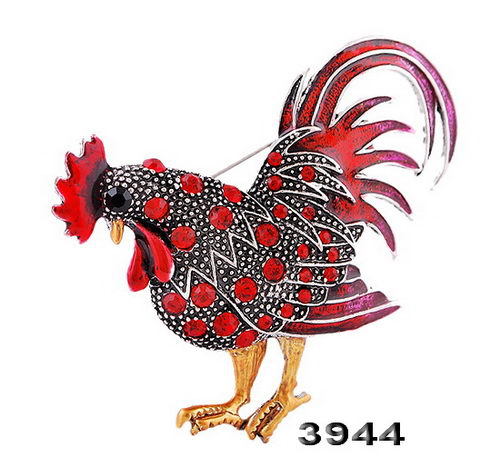 Personalized Retro Rooster Brooch