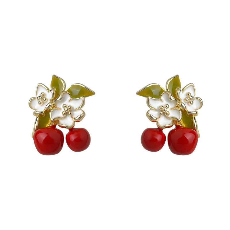 Enamel Drop Flower Earrings