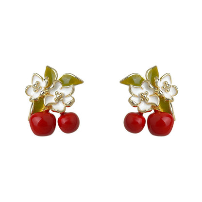Enamel Drop Flower Earrings