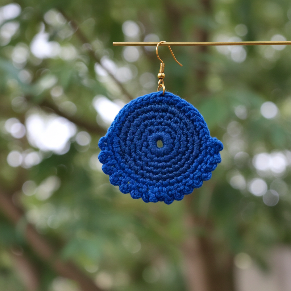 Navy Crochet Earrings