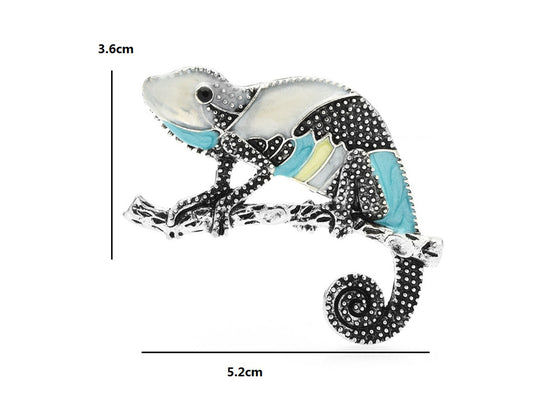 Painted Faux Enamel Chameleon Brooch Accessory