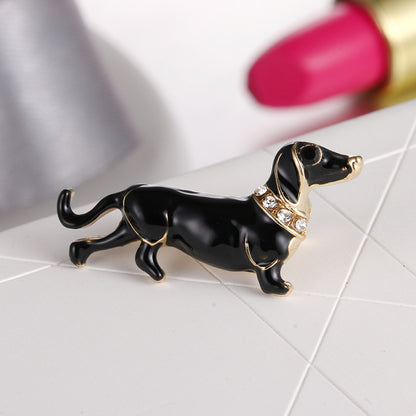 Diamond Puppy Brooch