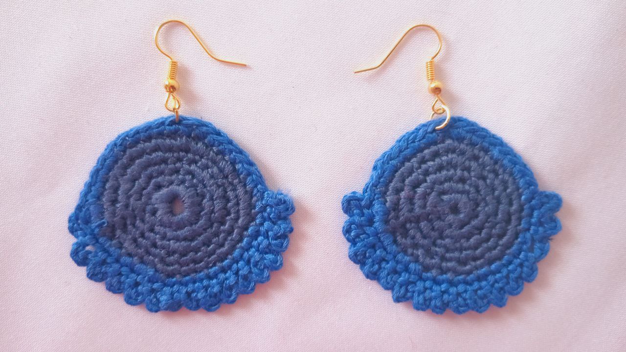 Navy Crochet Earrings