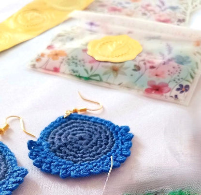 Navy Crochet Earrings
